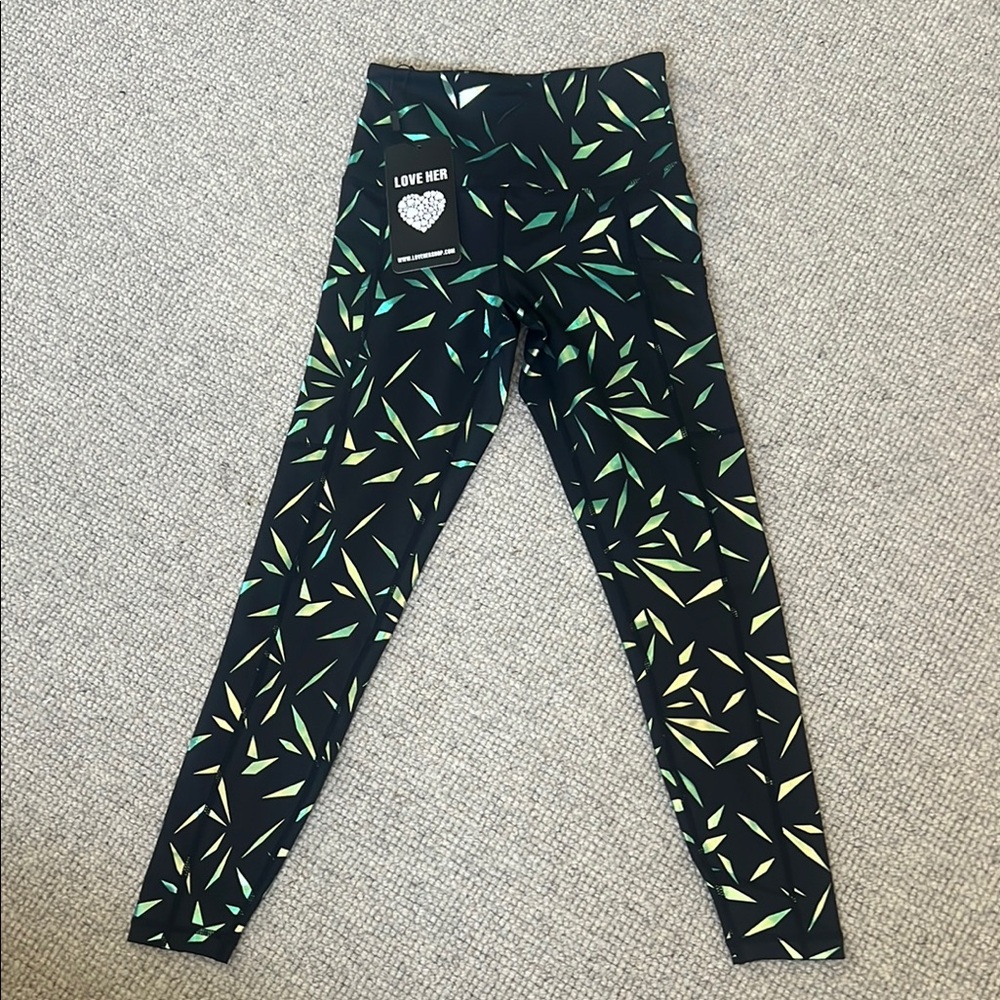 Black and green Patterned Leggings
